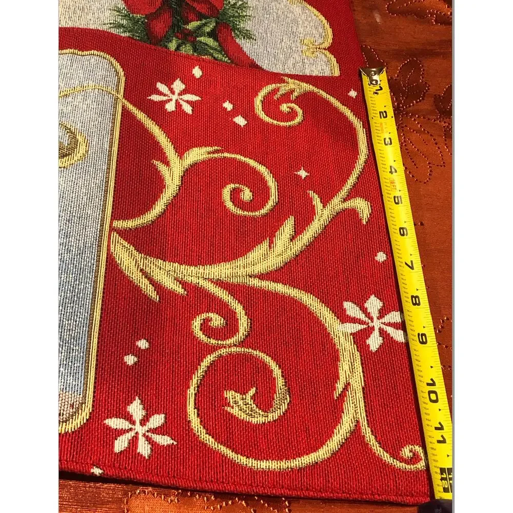 NWOT Set of‎ 2 Reversible Tapestry Christmas Placemats Snowman Wreath Vintage